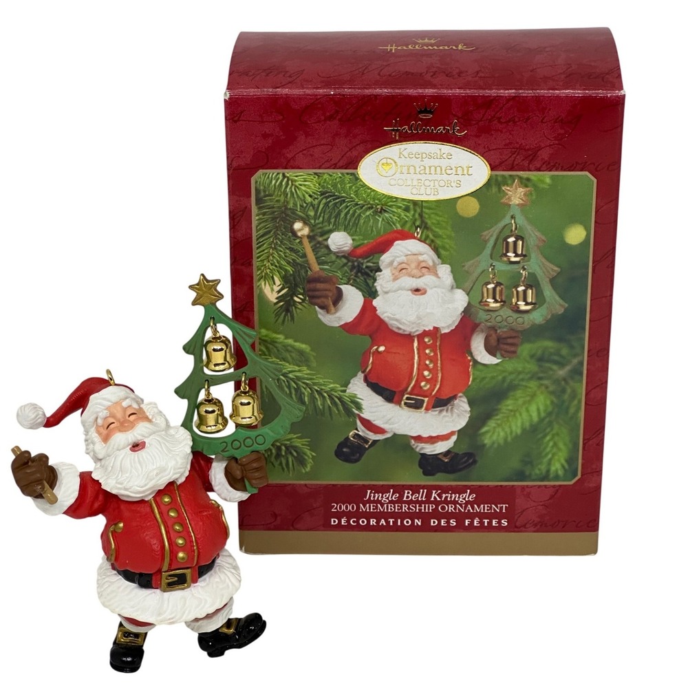 VTG Hallmark Ornament Red Jingle Bell Kringle 2000 Membership Santa Claus